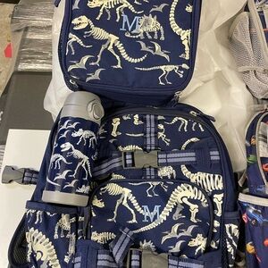 Pottery Barn Kids dinosaur backpack lunchbox and water bottle